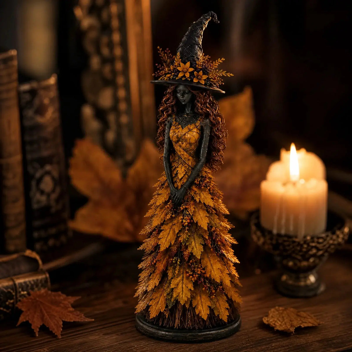 Witch Figurine | 15CM Resin | Halloween Decor | Berry Staff