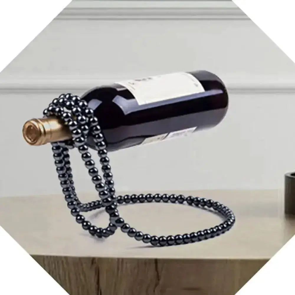 Black Creative Pearl Necklace Wine Rack Luxury Magic Metal Resin Hanging Suspension Wine Bottle Holder Rack Home Desktop Decorat from PriceLows™