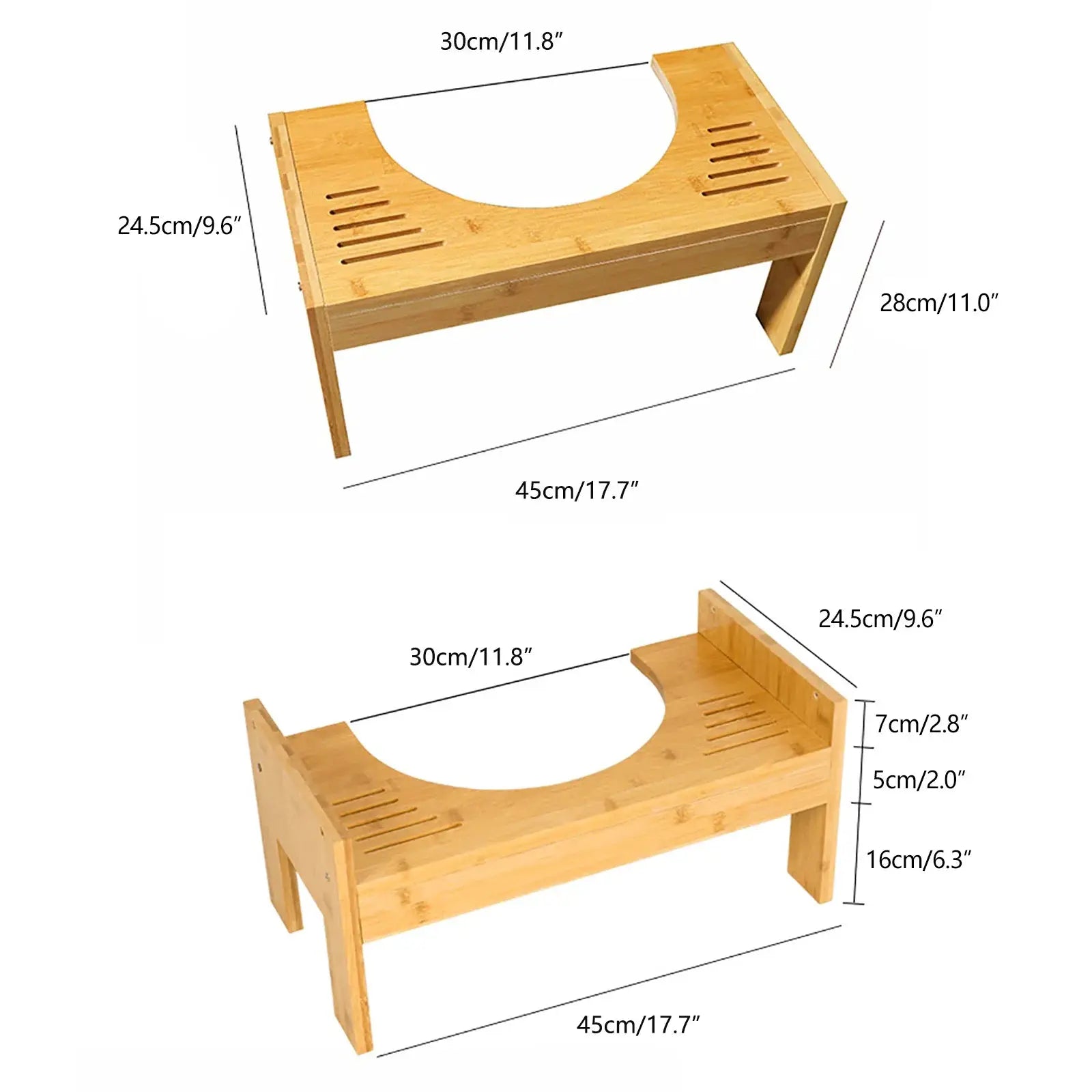 Adjustable Toilet Squatty Step Stool Bamboo Wood Bathroom Potty Aid Piles Relief 7-9 Inches from PriceLows™