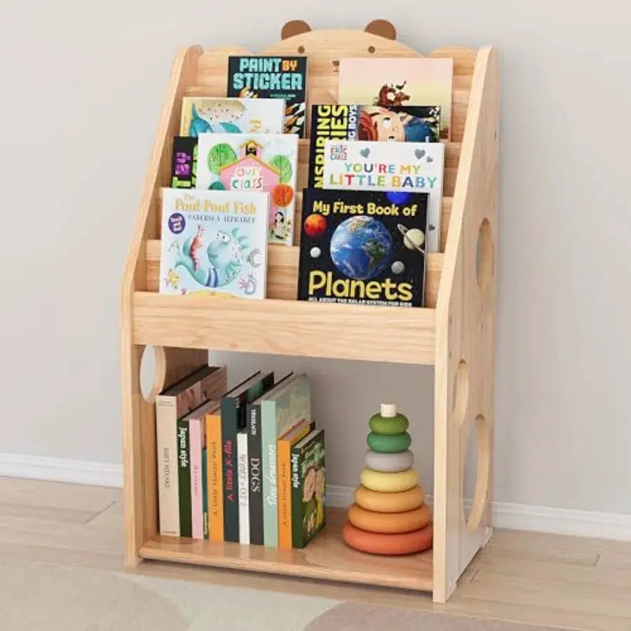 5 Tier Montessori Bookshelf with Toy Storage Large Toddler Bookshelf with Chalkboard Baby Bookcase Book Display Shelve for Bedr from PriceLows™