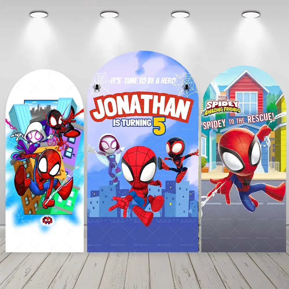 Spider-Man Arch Backdrop | Custom Name | Birthday Theme | Standard Size