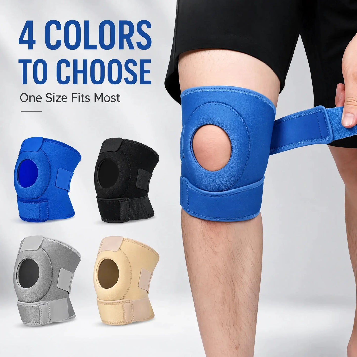 Adjustable Open Patella Knee Brace | Velcro Fastener | Anti-slip Support