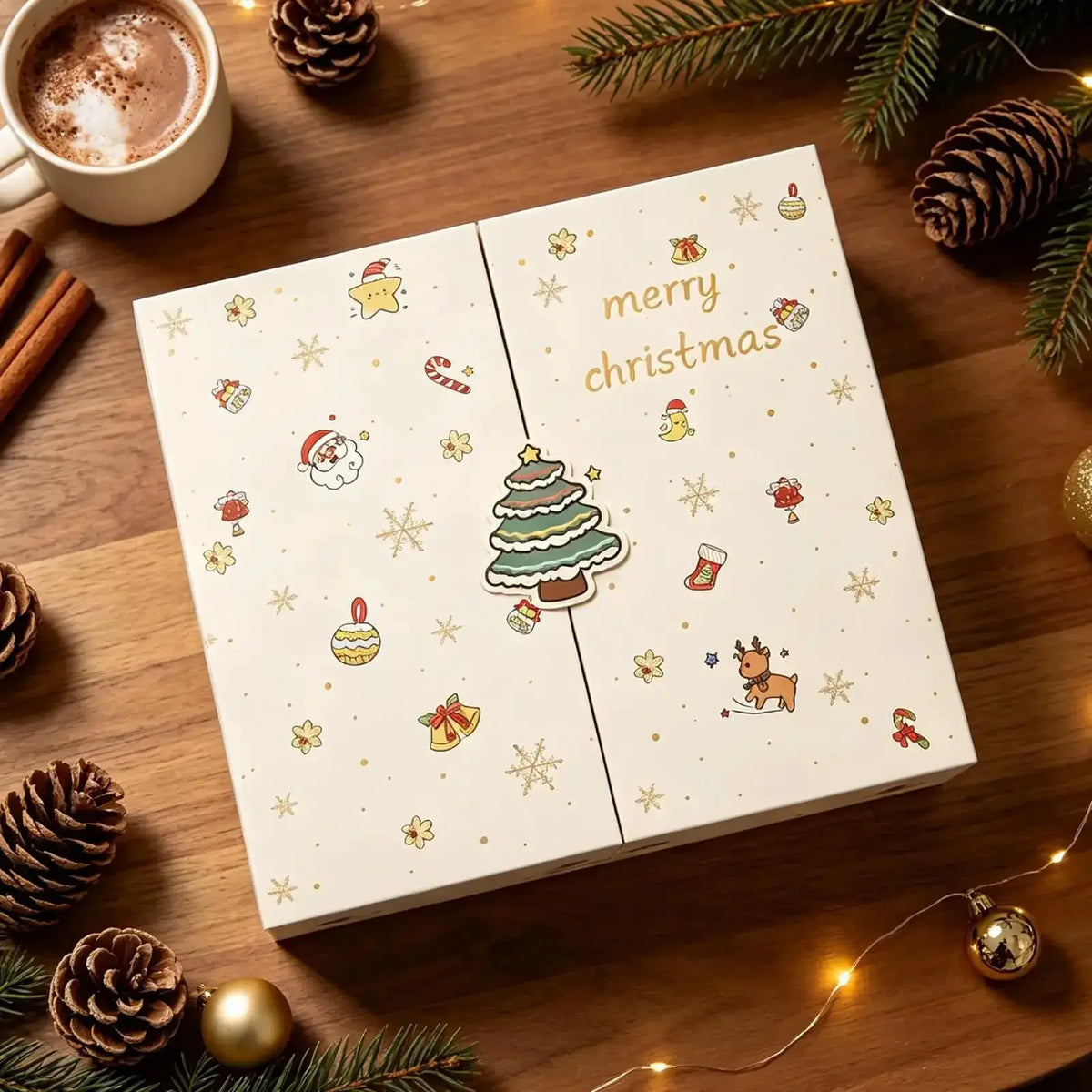 Christmas Count Down Calendar Box | 24 Day Empty Design | Nonwoven Elk Pattern