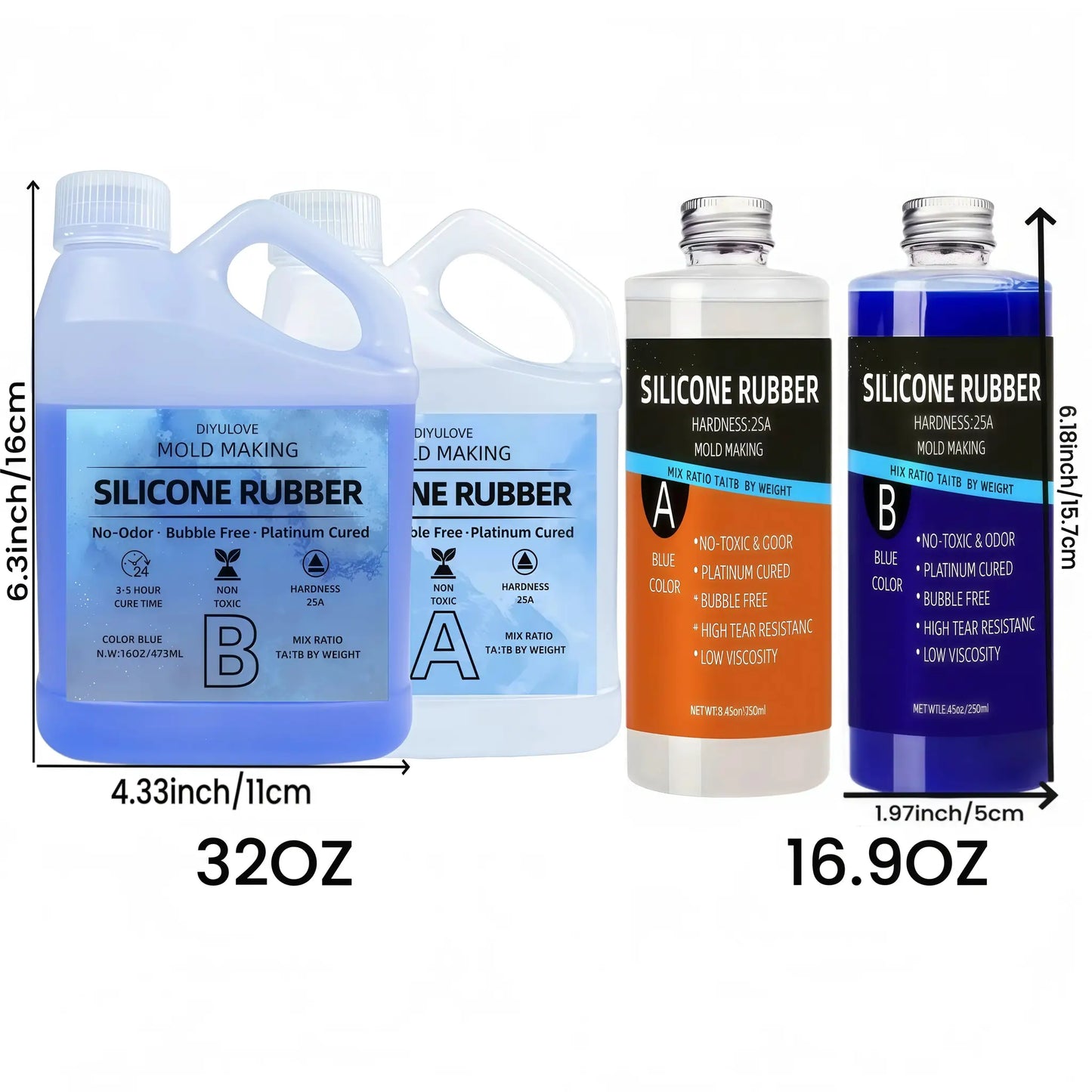 Silicone Rubber | 32oz High Performance | Non Toxic 1:1 Mix | For Mold Making
