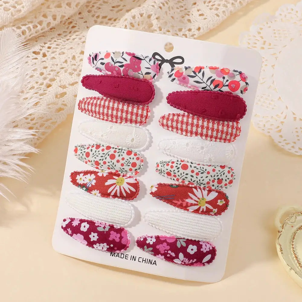 Rainbow Hair Bows | 16Pcs Colorful Set | Boutique Hairpins For Kids