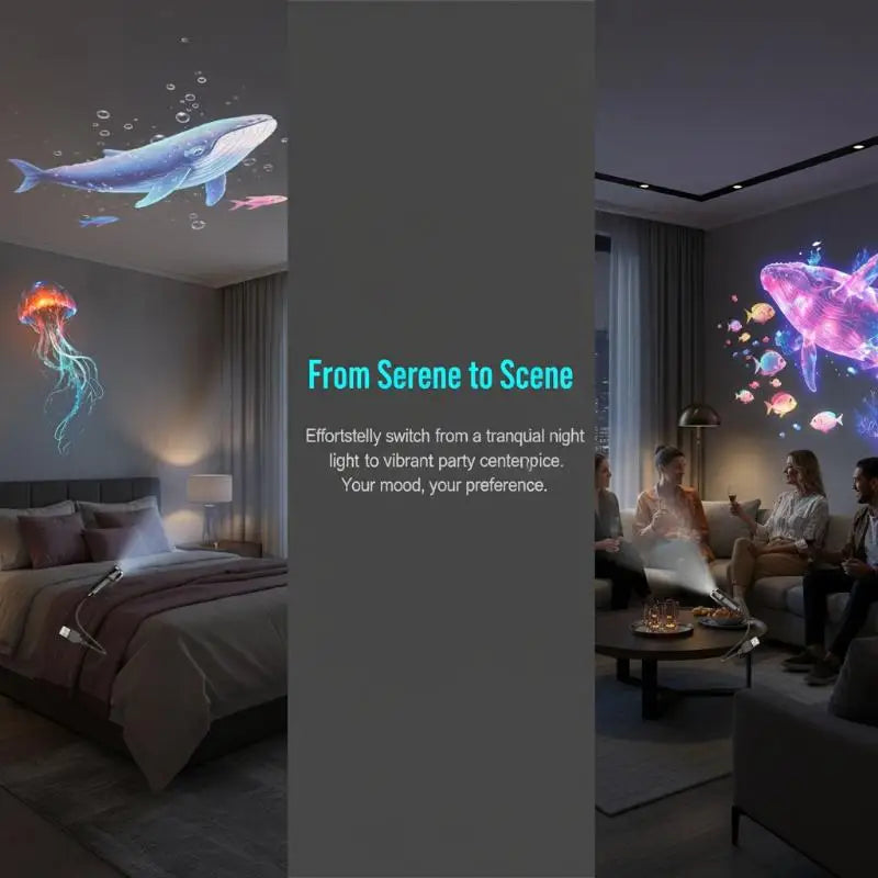 USB Ocean Projector Lamp | 8 Marine Life Panels | Ceiling Night Light | One Size