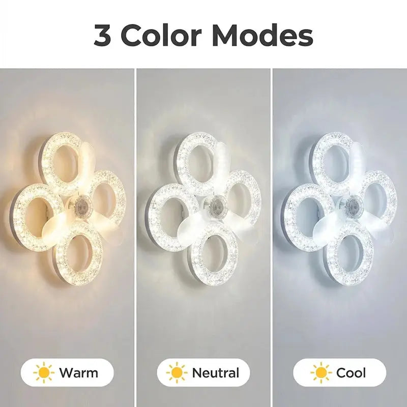 LED Ceiling Fan With Light | 30cm | 48W Dimmable E27 Socket | Remote, 3 Speeds