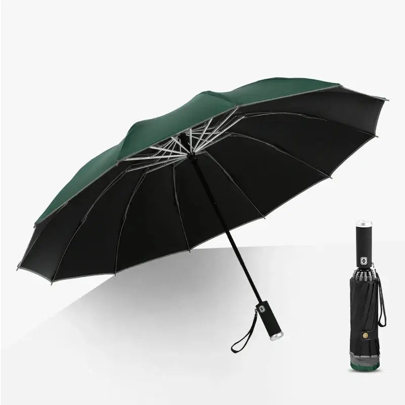 Automatic Umbrella | LED Flashlight | UV Sun Protection | Blue Green Black