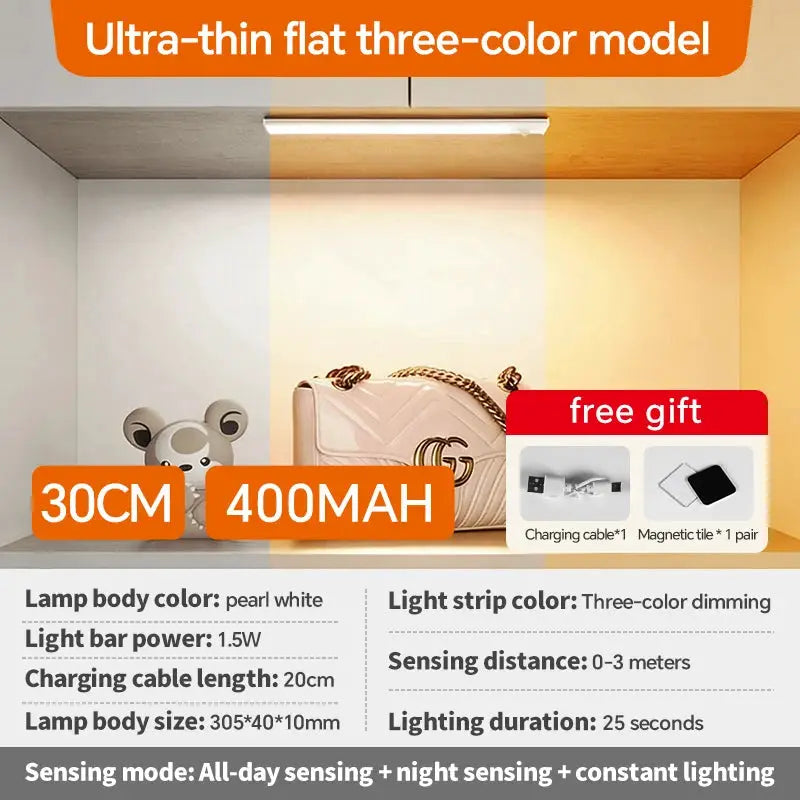 LED Motion Sensor Light Bar | 5V Type-C USB Rechargeable | Dimmable | White from PriceLows™