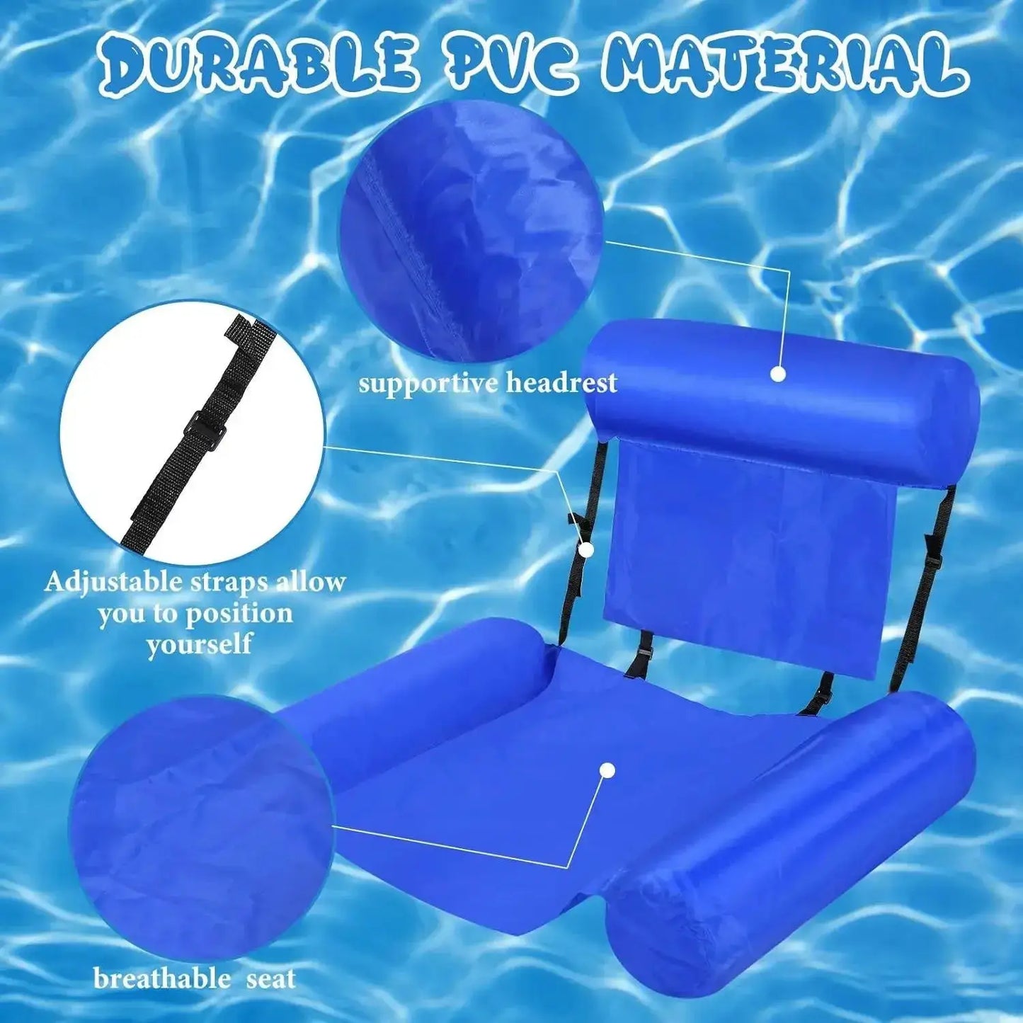 Inflatable Pool Lounge Chair | Adult 100x120 cm | Durable Portable | 100x120 cm
