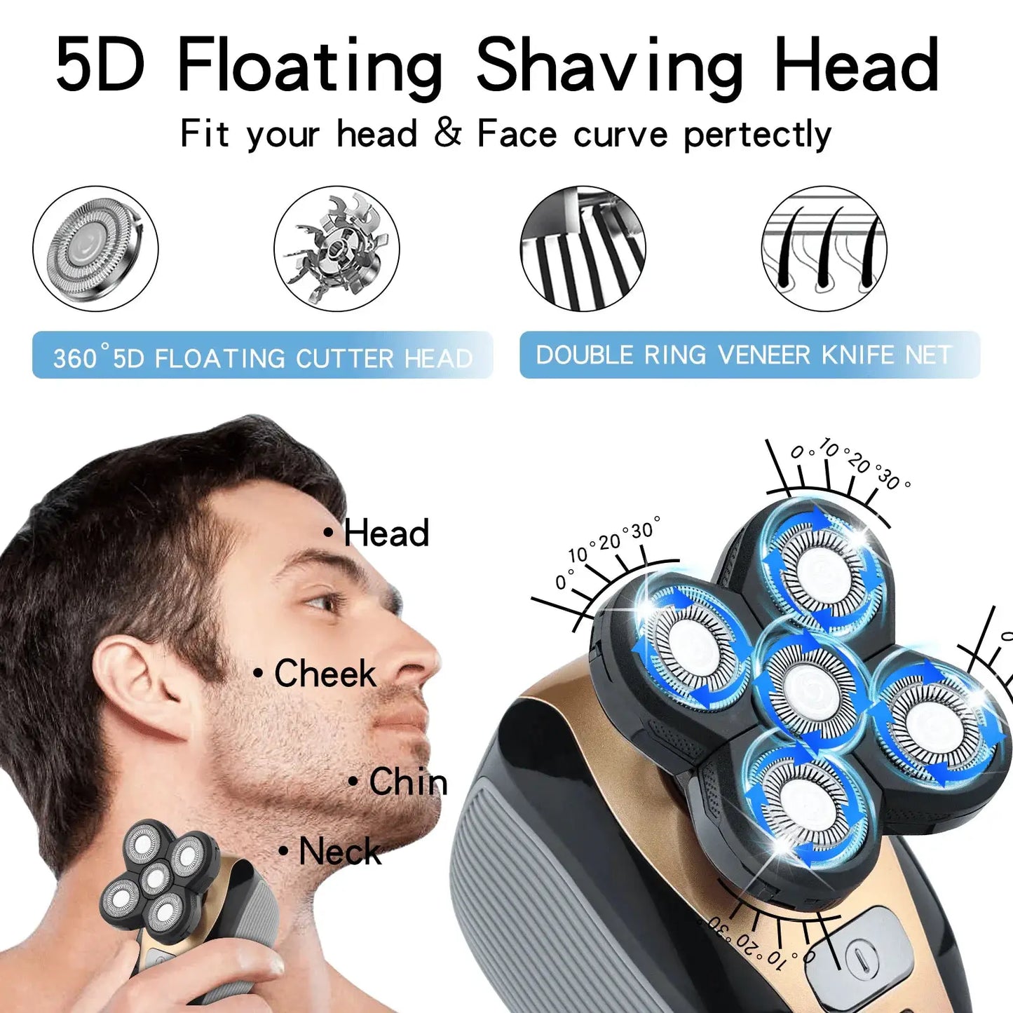 5-In-1 Rotary Electric Shaver | 4D Rotary | Rechargeable