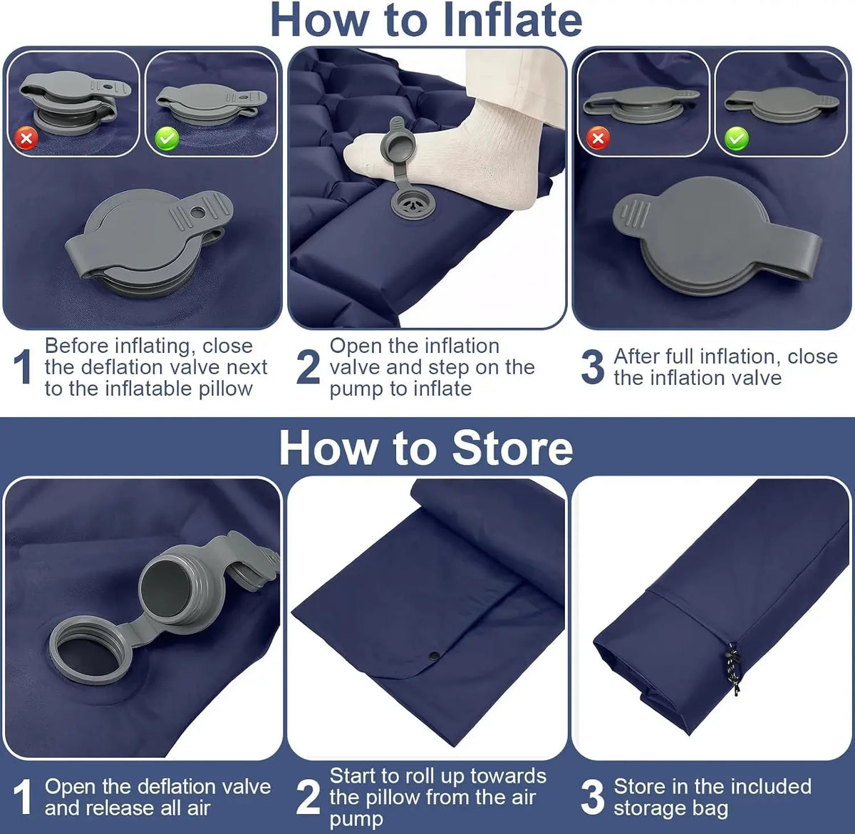 Camping Sleeping Pad | Self Inflating | Built In Foot Pump