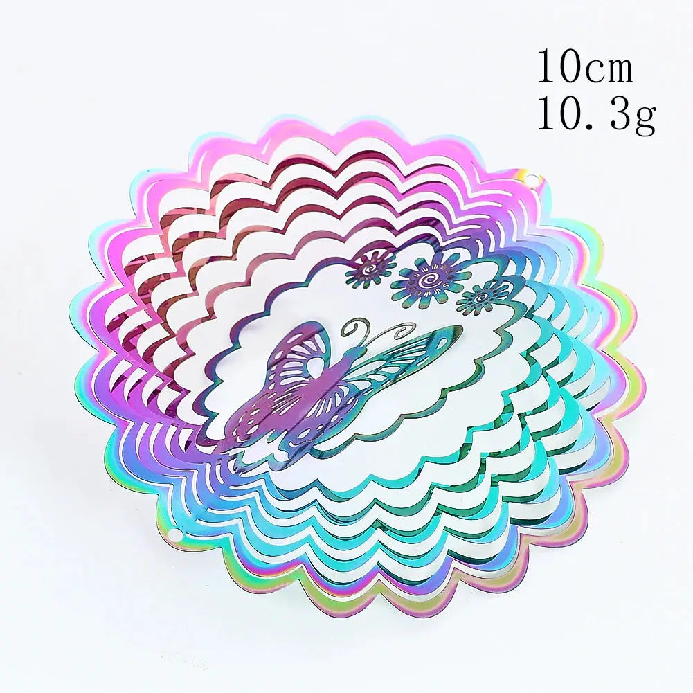 Flowing Butterfly Wind Spinner 3D Rotating Gradient Color Wind Chimes Pendant Bird Deterrent Away From Yard Garden Hanging Decor from PriceLows™