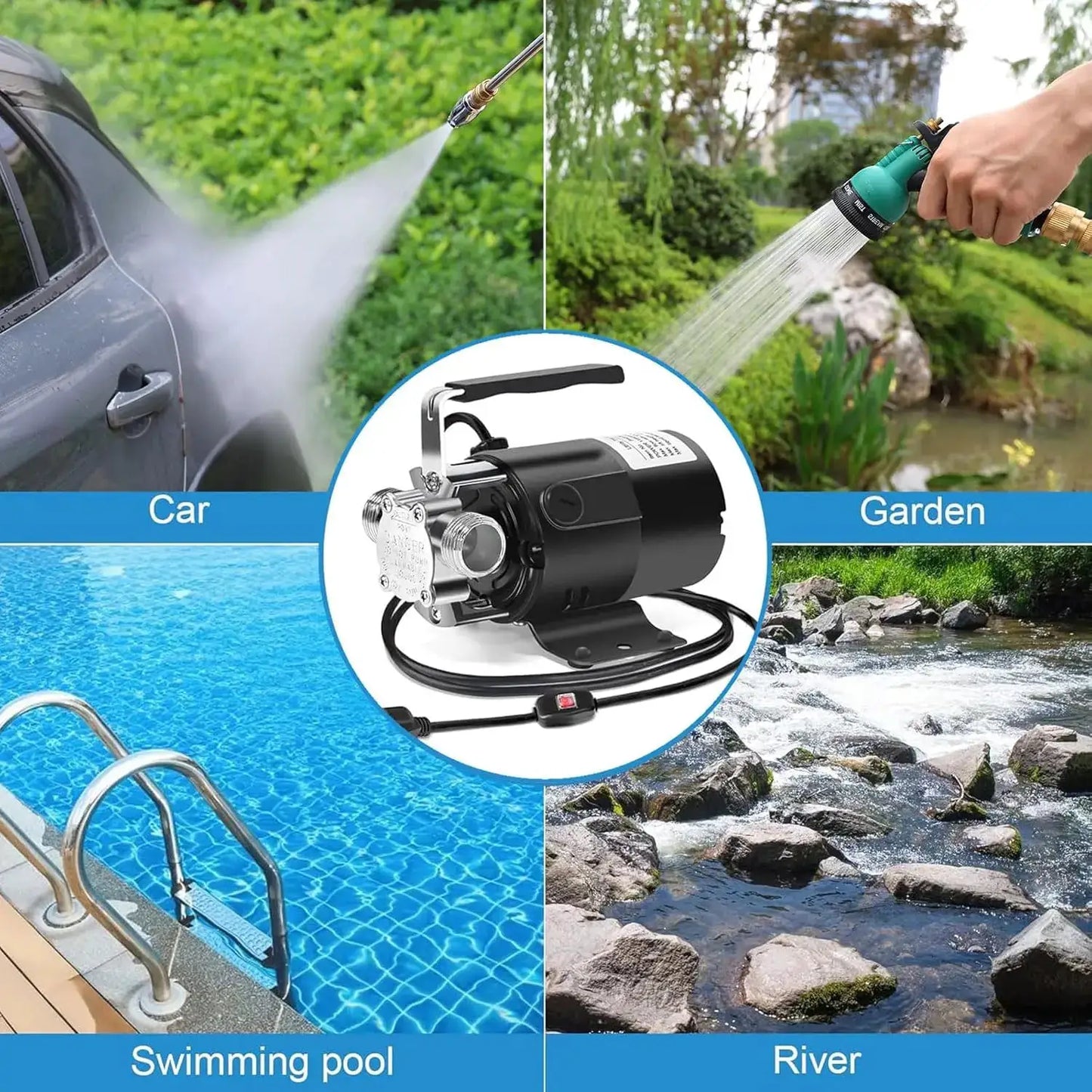 Water Transfer Pump | 115V 1/10 HP | 330 GPH Flow | 2 Hose Kit