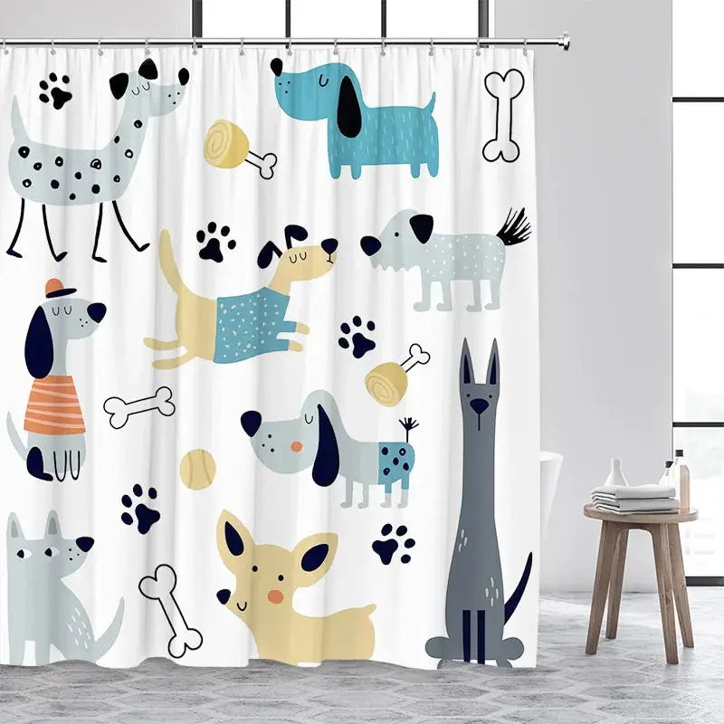 Shower Curtain Cute Cartoon Ocean Animal Print Waterproof Polyester Bath Curtain, Kids Positive Affirmation Dog Bathroom Decor w from PriceLows™
