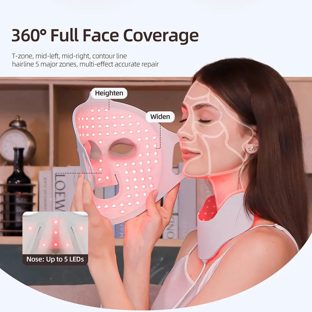 7 Colors Photon Face Neck LED Mask 3D Flexible Silicone Facial Beauty Mask Red Light Infrared Skin Care Repair Skin Wireless Use from PriceLows™