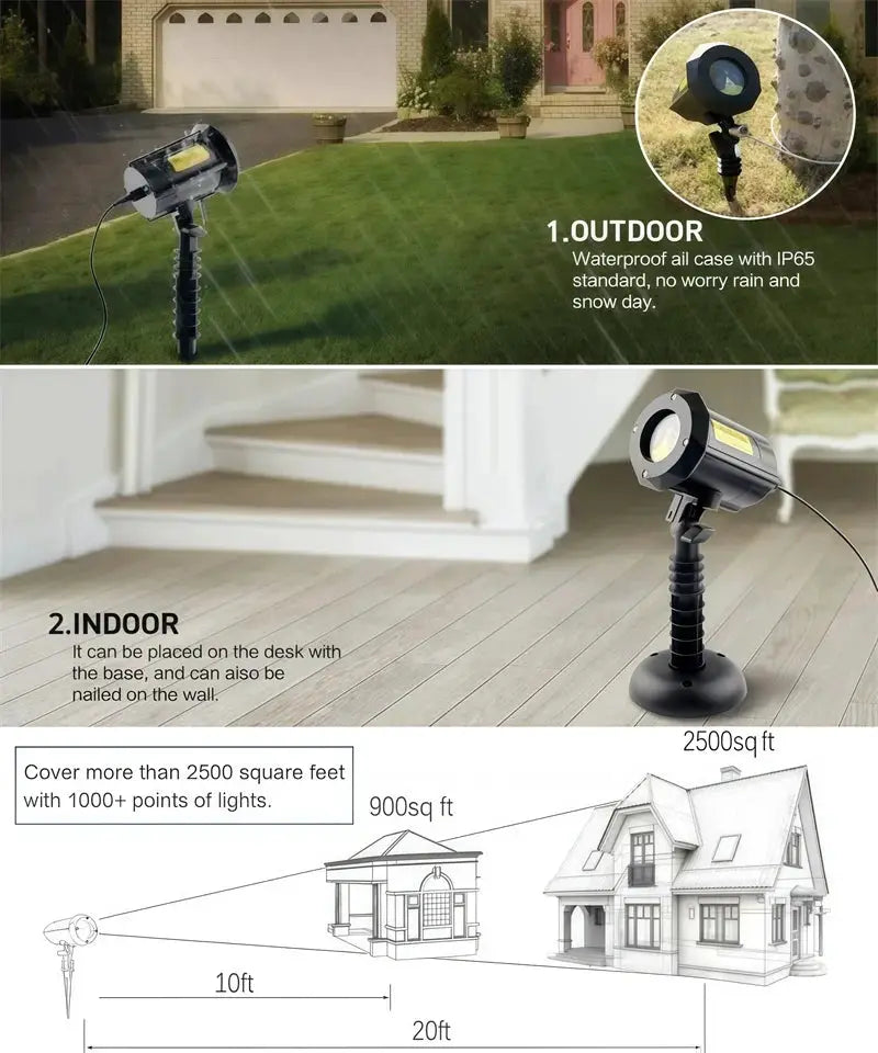 LED Laser Garden Light | 10W Output | IP65 Waterproof | Aluminum Build