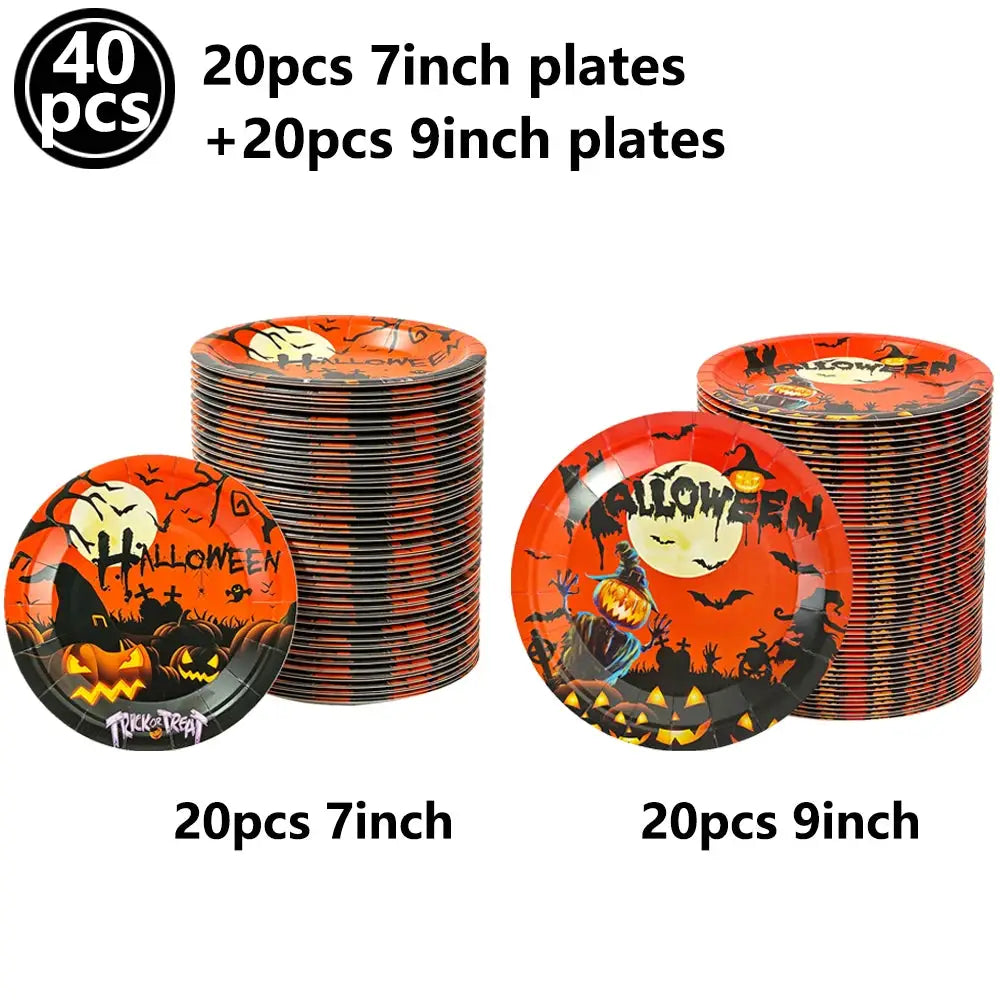 Halloween Party Supplies | Paper | Pumpkin Theme | Tableware Set