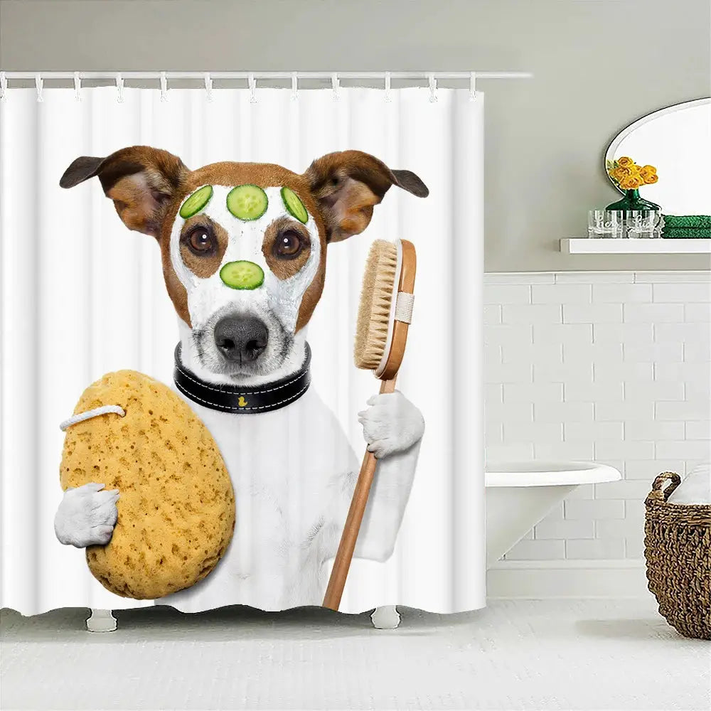 Funny Shower Curtains Bathroom Curtain With Hooks Decor Waterproof Cat Dog 3d Bath 180*180cm Creative Personality Shower Curtain from PriceLows™