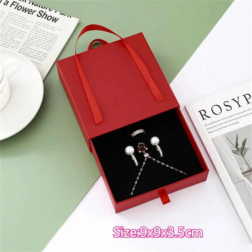 Paper Pull-Out Drawer Jewelry Box Handheld Jewelry Packaging Box Wearing Armor Ring Earring Necklace Storage Gift Box from PriceLows™