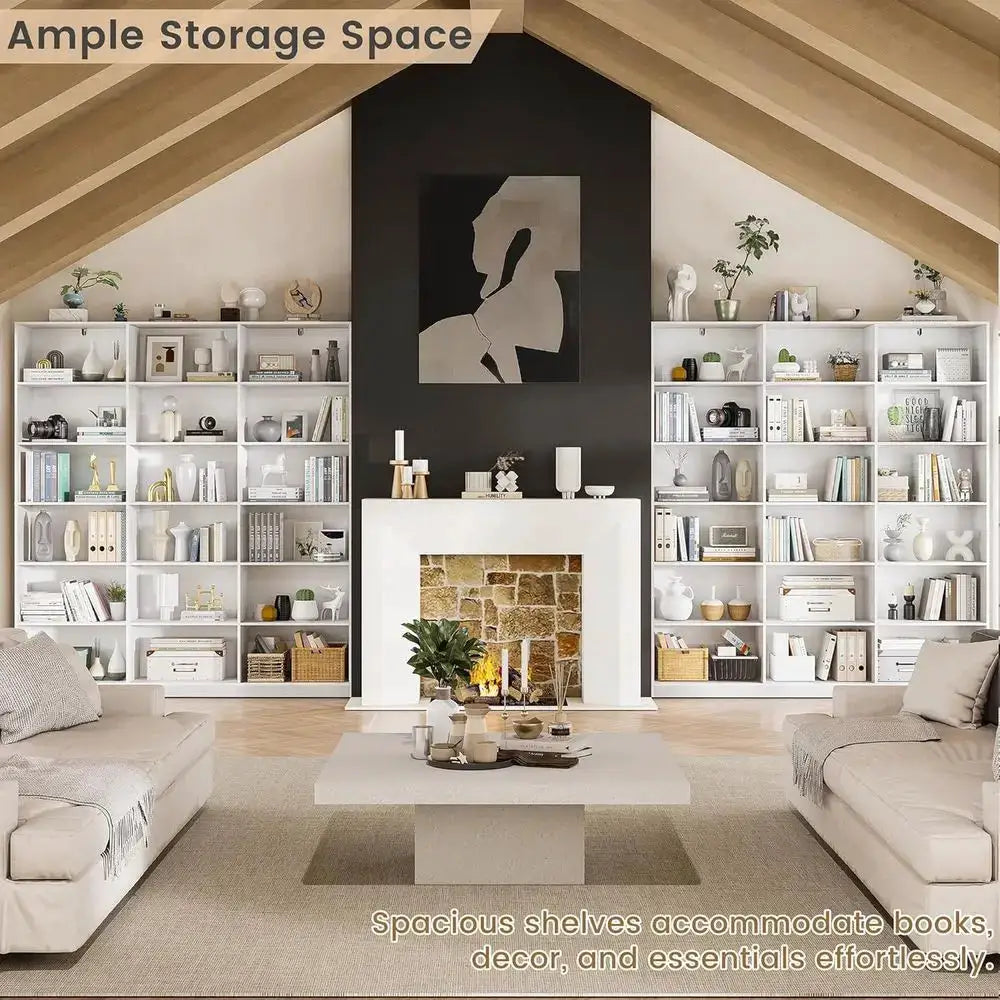 Triple Column 18-Tier Bookcase for Home Office Storage and Display from PriceLows™