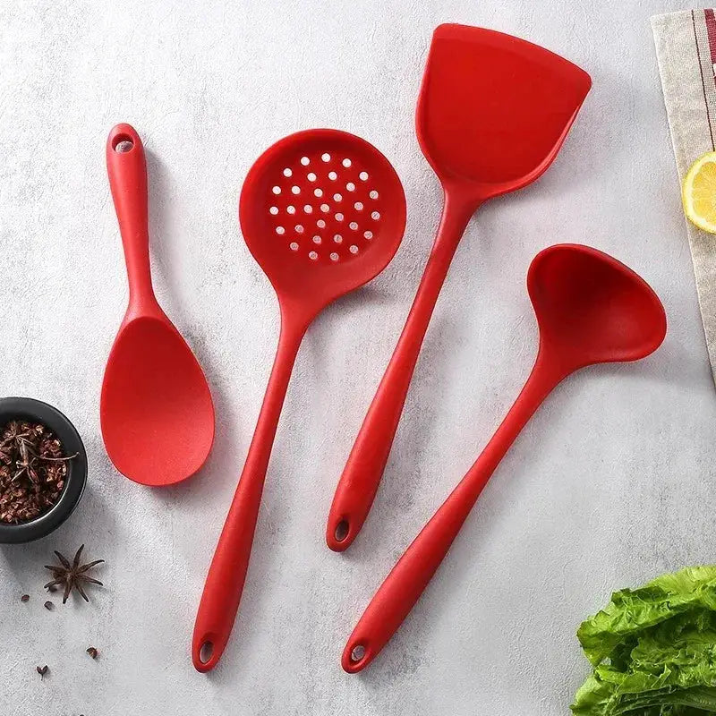 1-4Pcs Non-Stick Spatula Shovel Soup Spoon Colander Rice Scoop Silicone Cooking Utensils Set Heat Resistant Kitchen Cooking Tool from PriceLows™