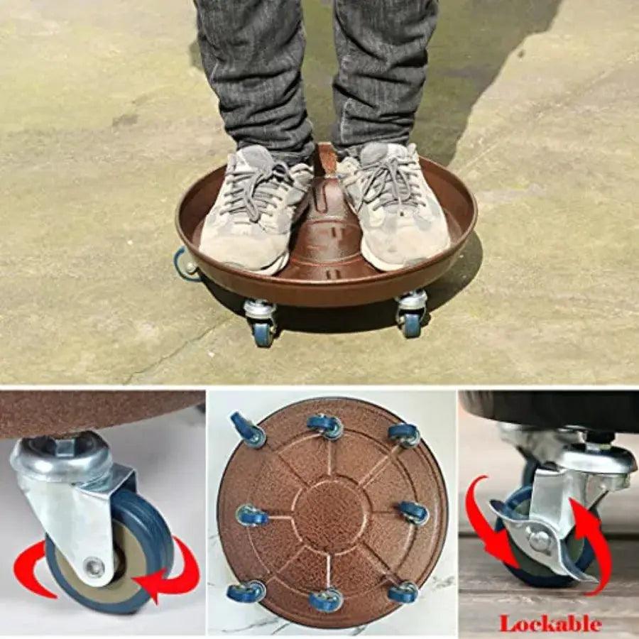 Round Plant Stand with Lockable Wheels 480lb Heavy Duty for Indoor Outdoor Large Rolling Dolly Planter Caddy on Casters to Carr from PriceLows™