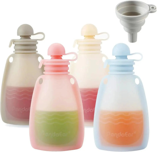 Reusable Silicone Baby Food Pouches | 5 oz | BPA Free | 4 Pack