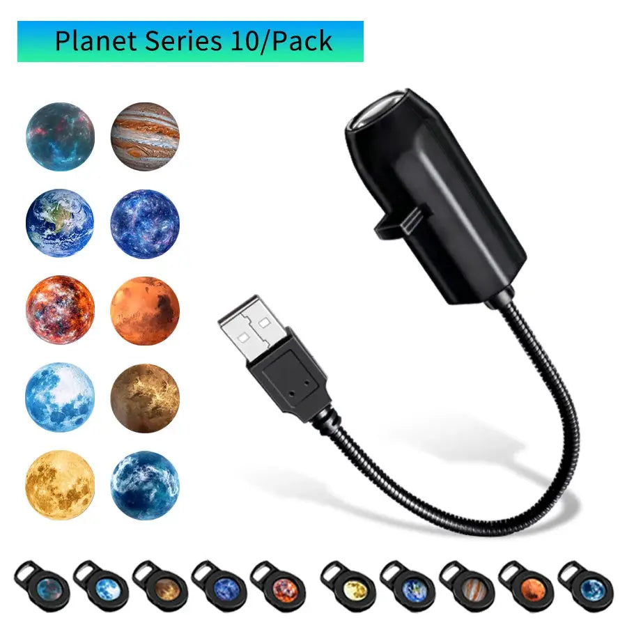 USB Projection Lamp | Mini Black Plastic | USB Powered | Switchable Disk