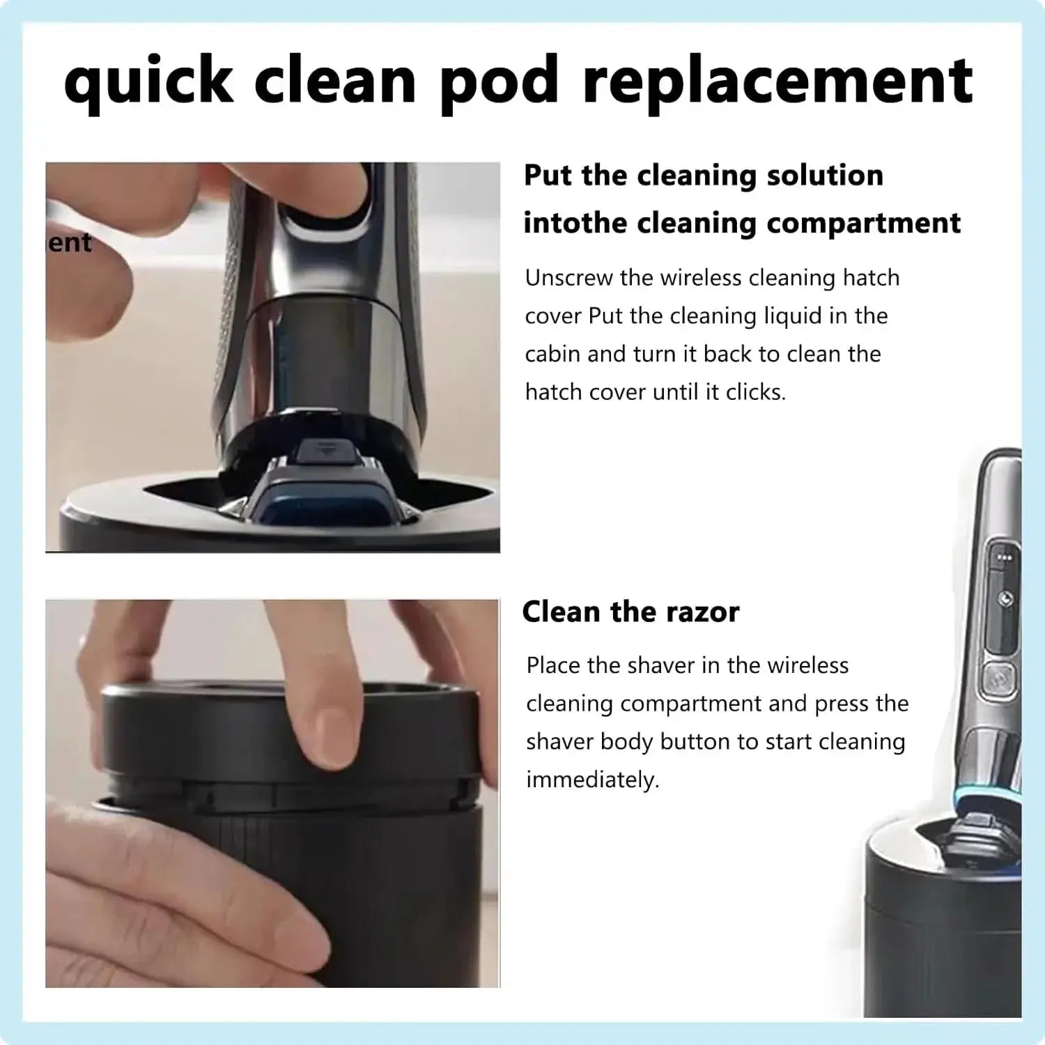 Replacement Quick Cleaning Pod for Philips 2nd Series 7000 S9000 S5000 Angular Polygon Shavers Compatible with Philips Cleaning from PriceLows™