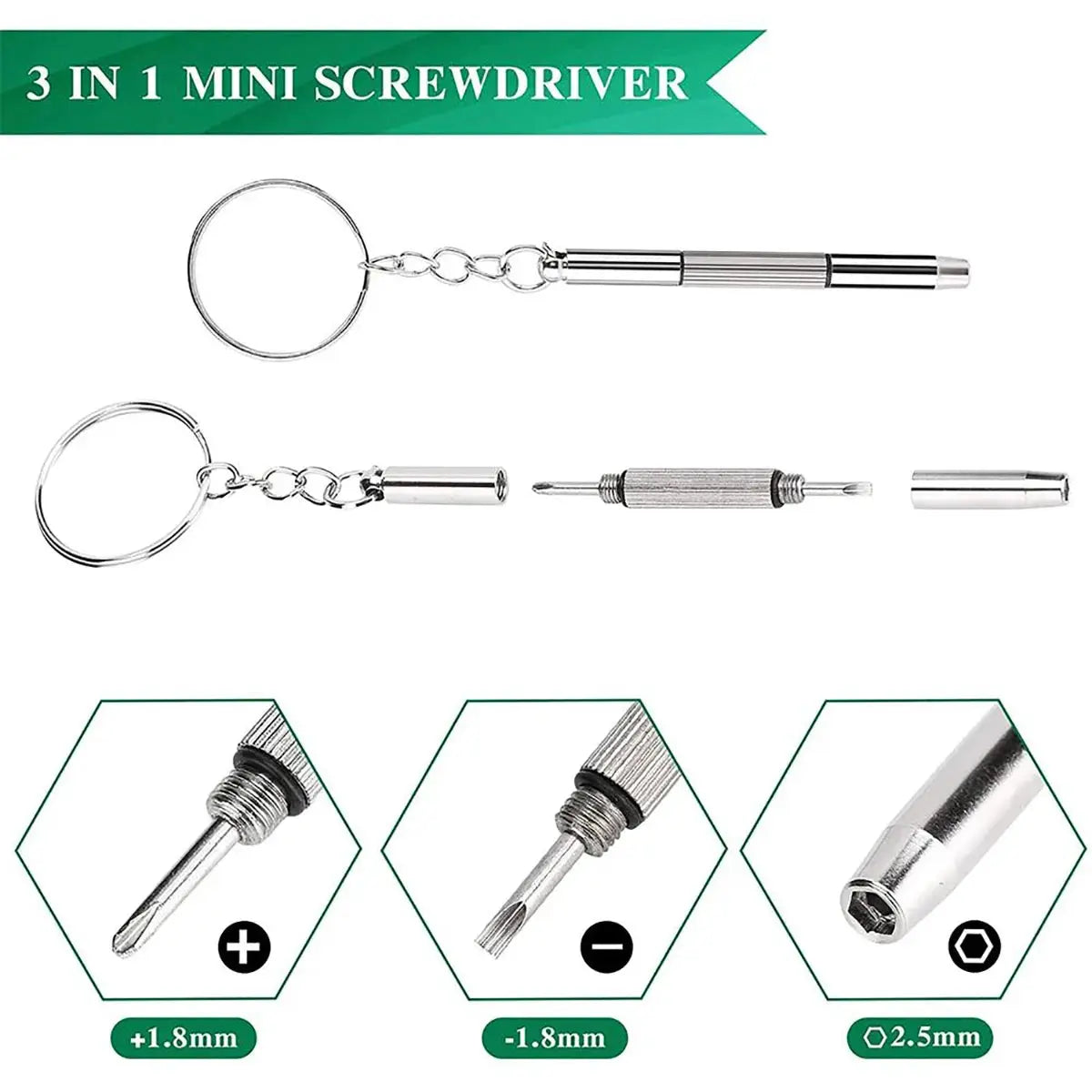 Eyeglass Screwdriver Set | 3 In 1 Multi Bit | Titanium Steel | 1 2 10 Pack