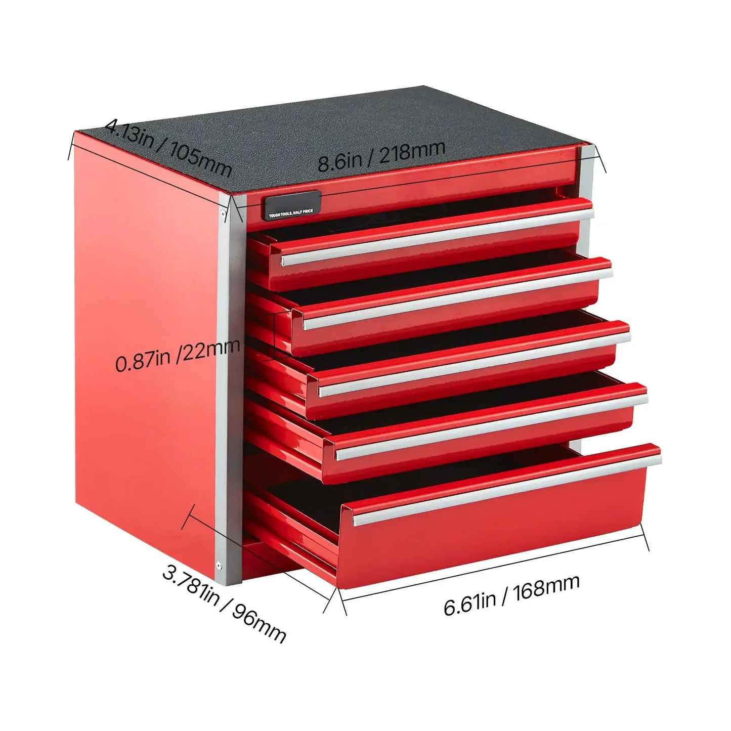SucceBuy 5-Drawer 8.6in Metal Tool Box Red/Black Portable Small Tool Chest with PP Feet Pads for Garage Workshop Tools Storage from PriceLows™