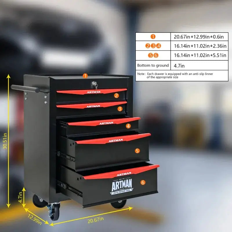 30 Inch 5 Drawer Rolling Tool Chest Metal Tool Cabinet with Ball Bearing Slides Steel Storage Box with Wheels Lockable Black Red from PriceLows™