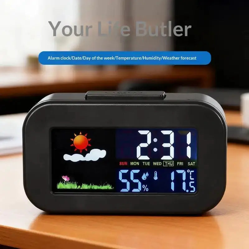 Intelligent Weather Station Clock Color Display Temperature Humidity Monitor Backlit Design for Bedroom Dorm Desk Kids Teens from PriceLows™