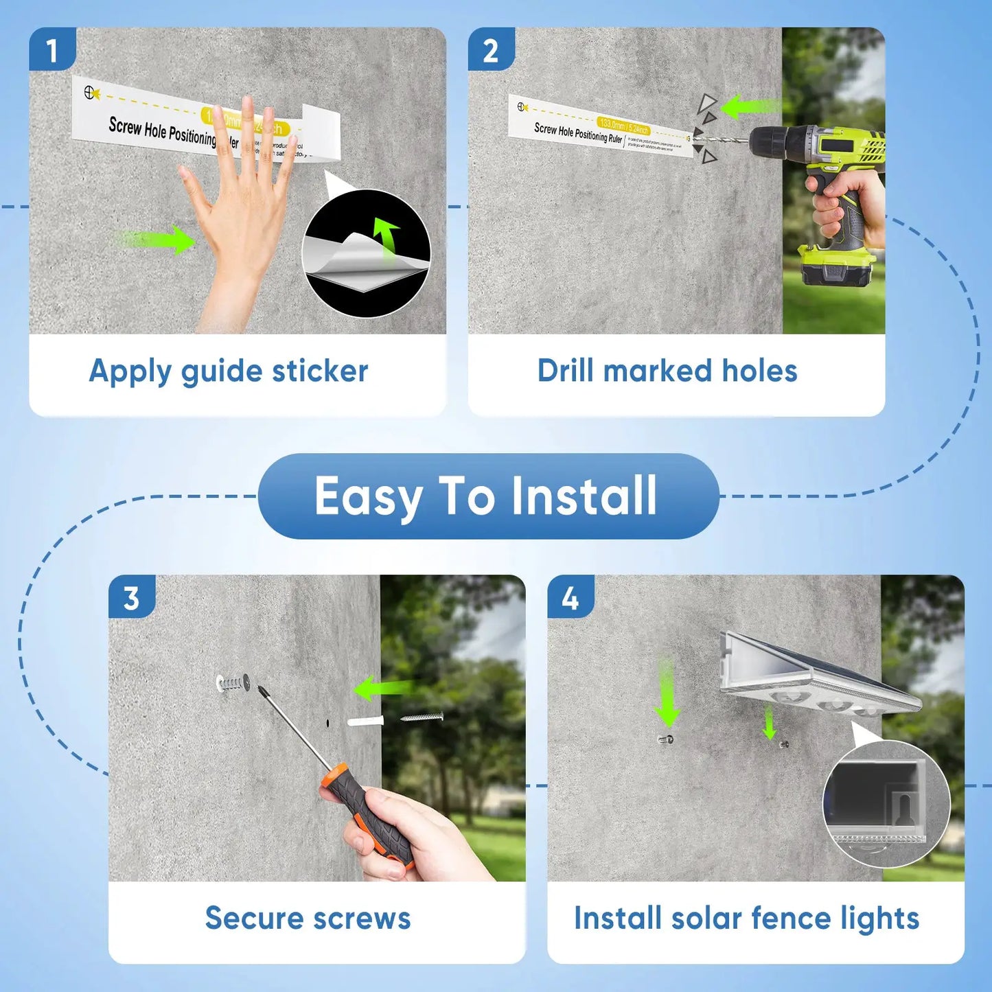 Quality Solar LED Fence Light IP66 Waterproof Auto ON OFF Warm White & 6 Colors & RGB Modes Solar Wall Lamp for Backyard Outside from PriceLows™