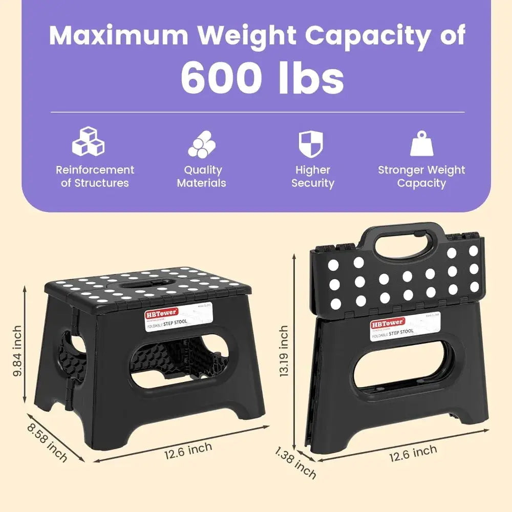 Folding Step Stool 9 Inch - Holds 600 lb, Non-Slip Surface & Carry Handle - Sturdy Step Stool for Kids, Toddlers & Adults - Compact Foldable Foot Stool for Kitchen, Bathroom, Bedroom, Outdoor from PriceLows™