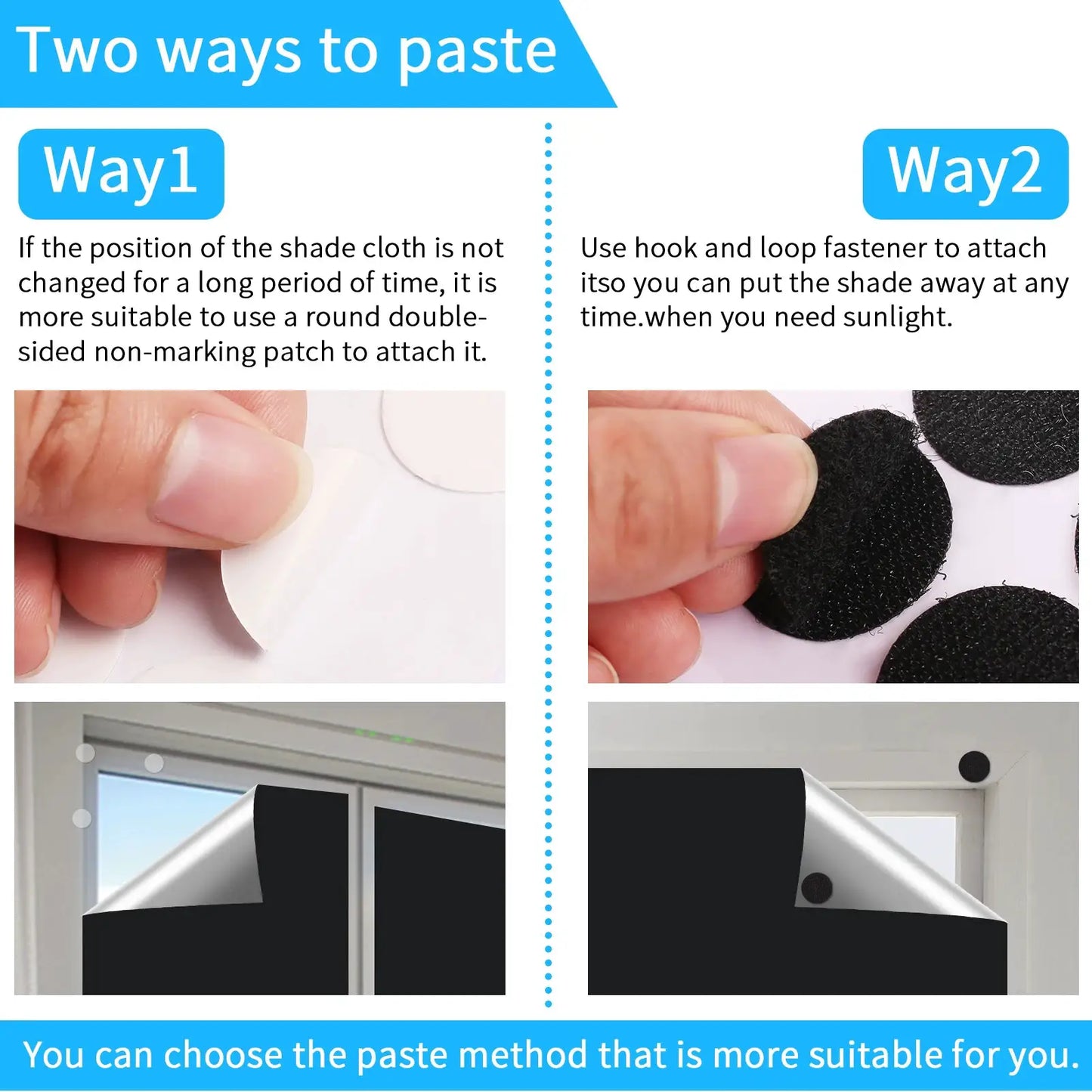 Blackout Blinds Stick On Temporary 1/1.5/2/3/4M No Drilling Black Out Blinds for Windows Portable Blackout Curtains for Bedroom from PriceLows™