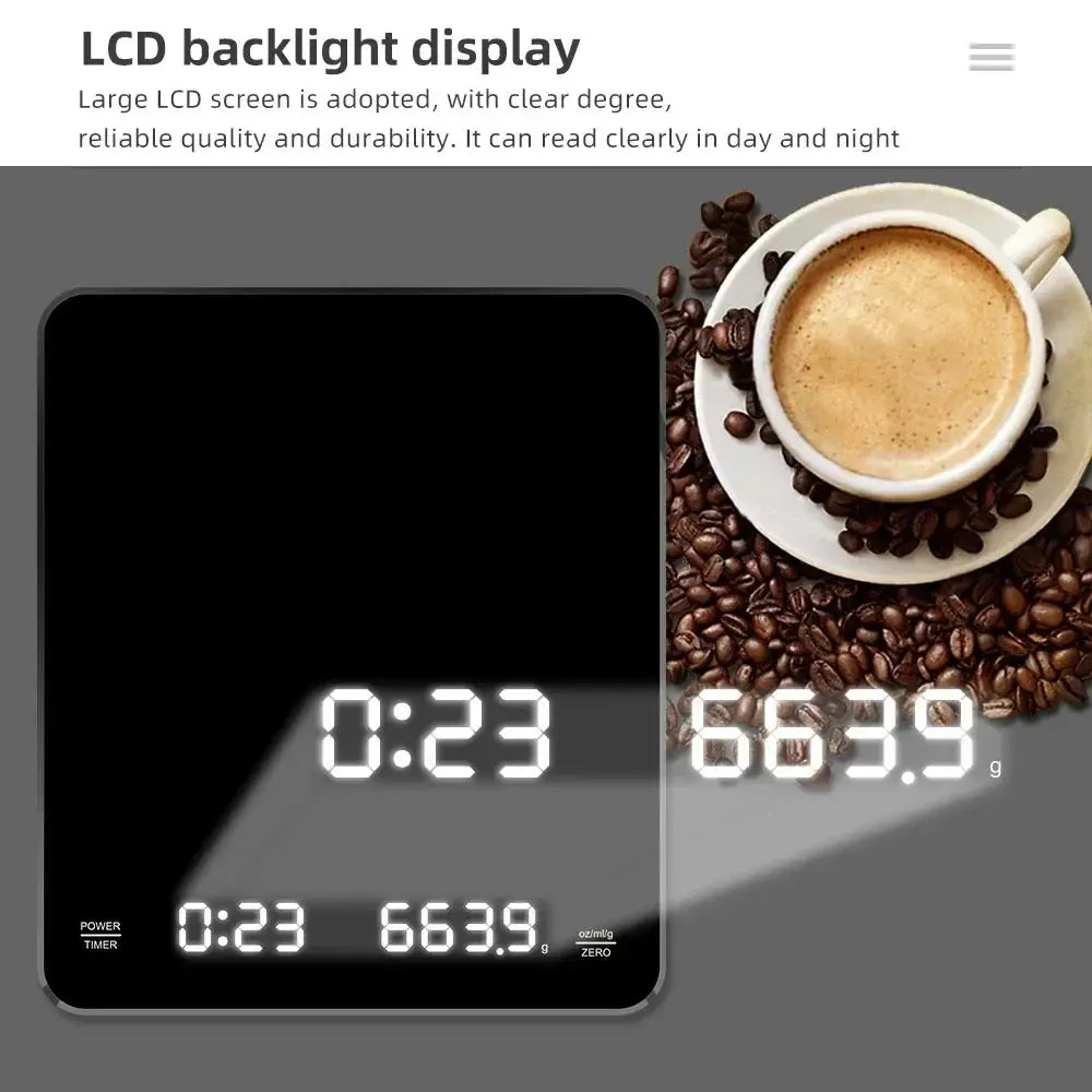 Electronic Timing Coffee Scale 3kg 0.1g Smart Drip Coffee Scales Type-C Charging Coffee Weight with Timer Kitchen Weighing Tools from PriceLows™