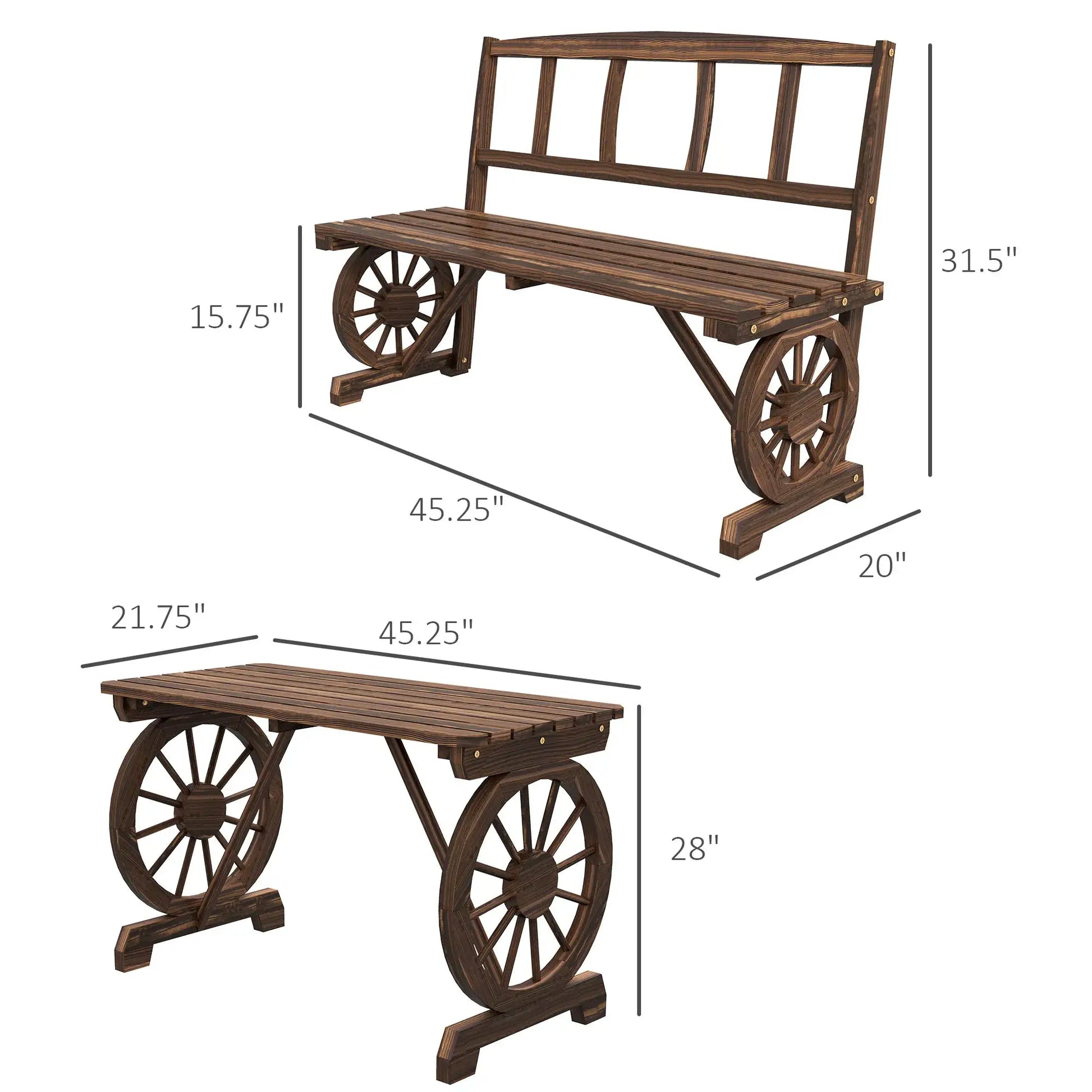 Patio Dining Set for 4 People W/ Carriage Wheels Design from PriceLows™