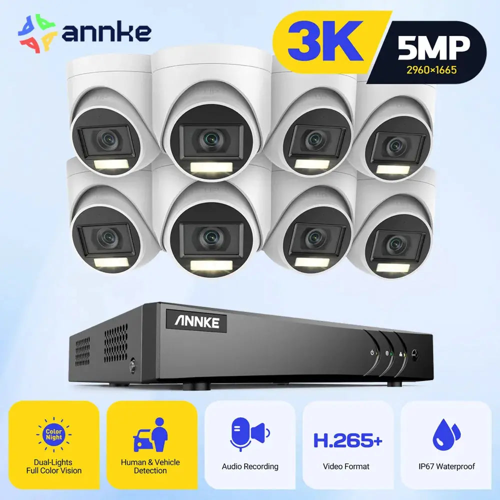 ANNKE 8CH 5MP Smart Dual Lights Lite Video Security System CCTV Kit With 3K 4X 5MP Built-in mic Waterproof Surveillance Cameras from PriceLows™