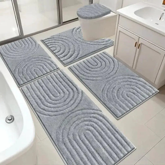HEBE Bathroom Rugs Set 5 Pcs, Plush Absorbent Bath Mats for Bathroom, Non Slip Machine Washable Bath Mat Set with Toilet Cover, from PriceLows™