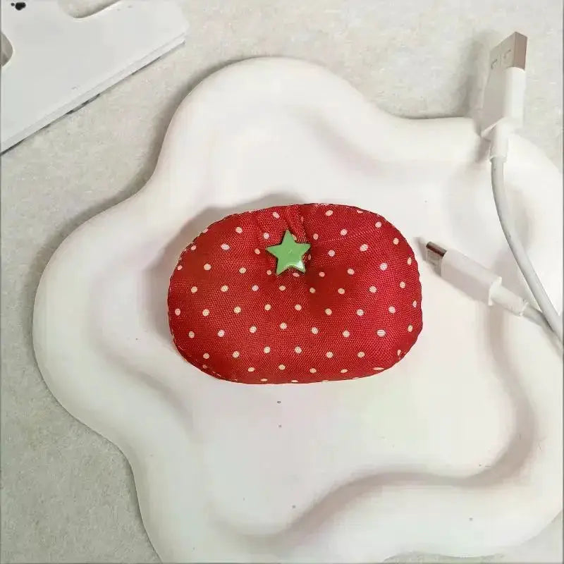 New Cute Tomato-shaped Data Cable Organizer, Charging Cable Winder, Earphone Cable Organizer, Fabric Fixing And Organizing Tool from PriceLows™