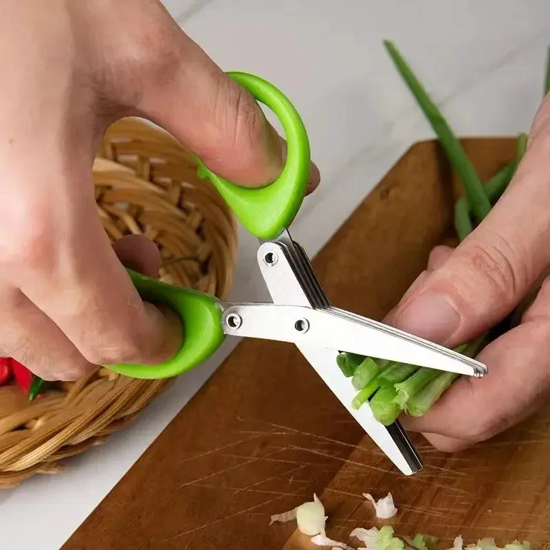 Multifunctional Scissors Stainless Steel 5 Layer Kitchen Scissors Scallion Cutter Pepper Herb Laver Spices Onion Cooking Tool from PriceLows™
