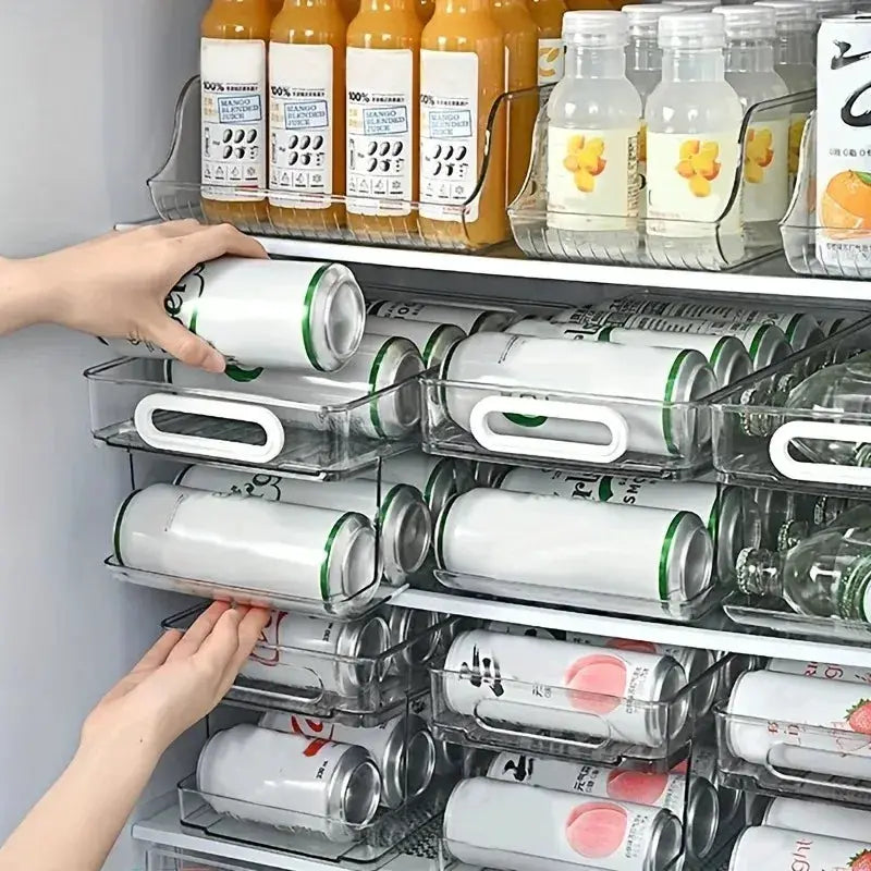 Soda Can Dispenser | 2-Tier | Clear Plastic | For Refrigerator
