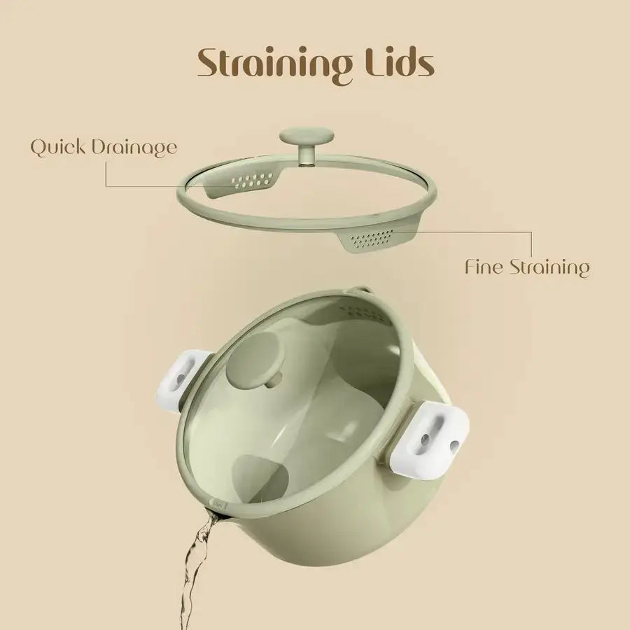 Pots and Pans Set Nonstick, Ceramic Cookware Set, Green Cooking Set Kitchen Induction Set with Steamer, PFAS PTFE Free,9 Piece from PriceLows™