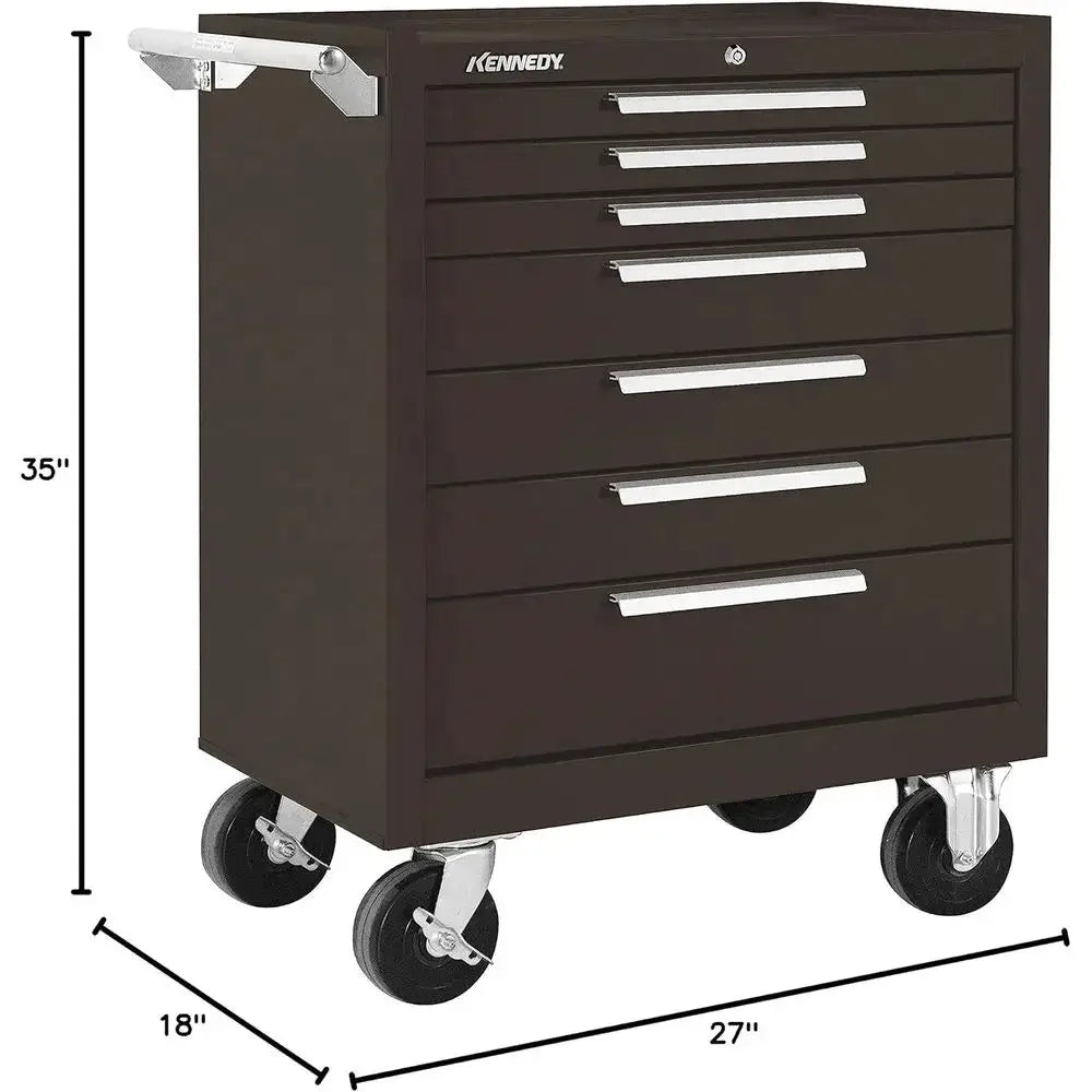 7-Drawer Roller Tool Cabinet with Chest, Brown Wrinkle Finish, Wheels & Ball-Bearing Slides from PriceLows™
