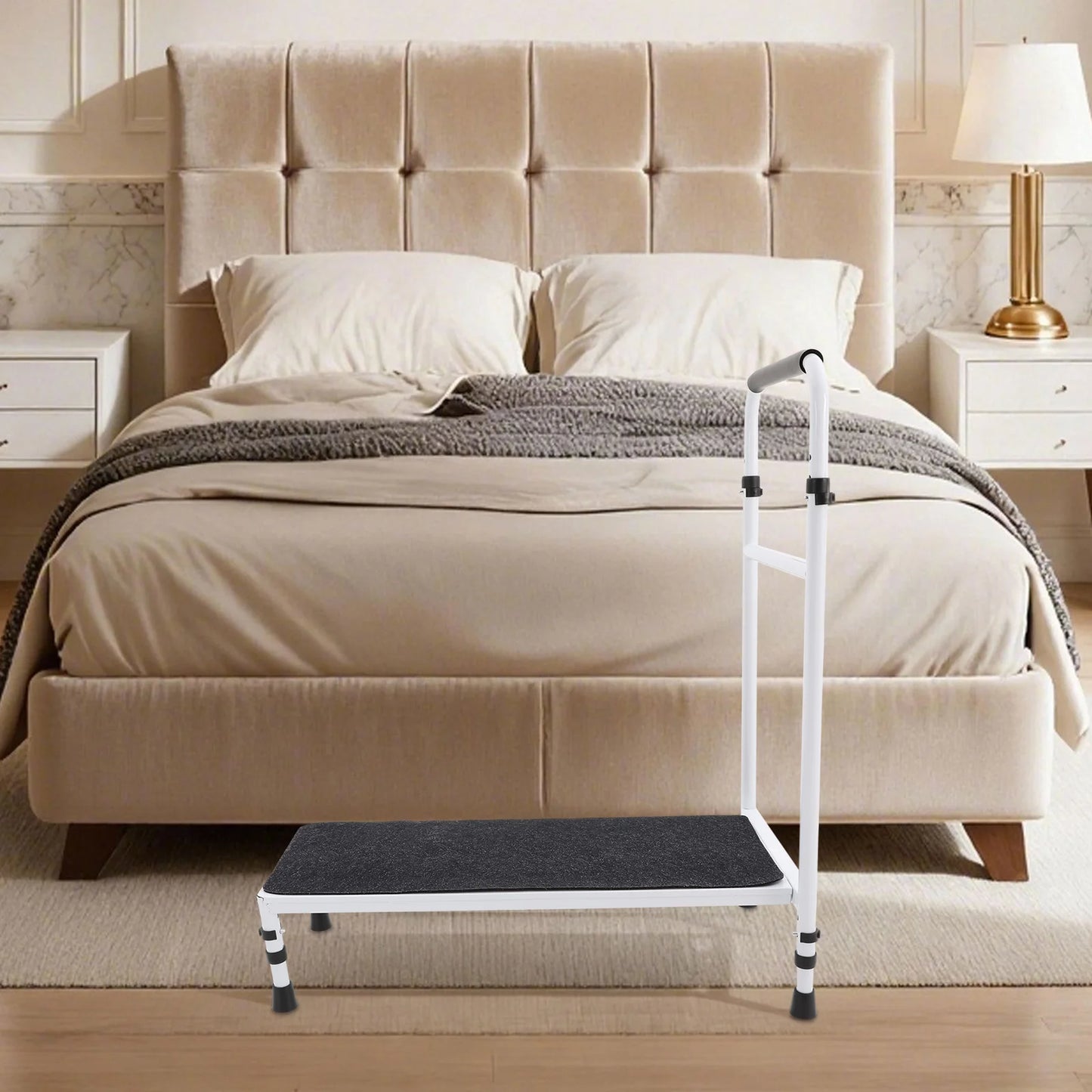 Bedside Step Stool Elderly Bed Step Heavy Duty Bed Step with Stable Assist Rail for the Ederly People with Hip or Leg Injuries or Anyone with Limited Mobility from PriceLows™