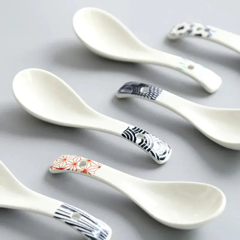 1Pcs Ceramic Spoon Multi-Function Glaze Porcelain Japanese Scoop Porridge Soup Spoon Tableware Restaurant Household Kitchenware from PriceLows™