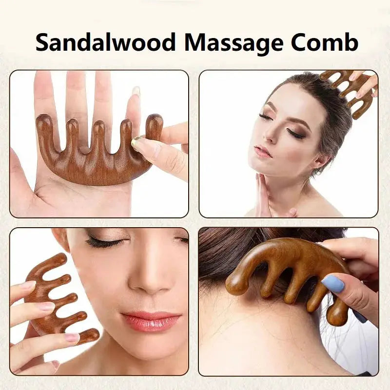 Wooden Massage Comb | Scalp Oil Massager | Compact Size