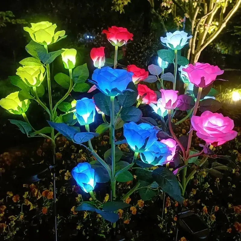 1PC Solar 5-Head Rose Flower LED Light,Outdoor Plug-in Decoration Lights,Landscape Lightting For Garden Lawn Yard Path Graveyard from PriceLows™
